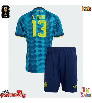 Colombia Yerry Mina #13 Replica Away Stadium Kit for Kids World Cup 2026 Short Sleeve (+ pants)